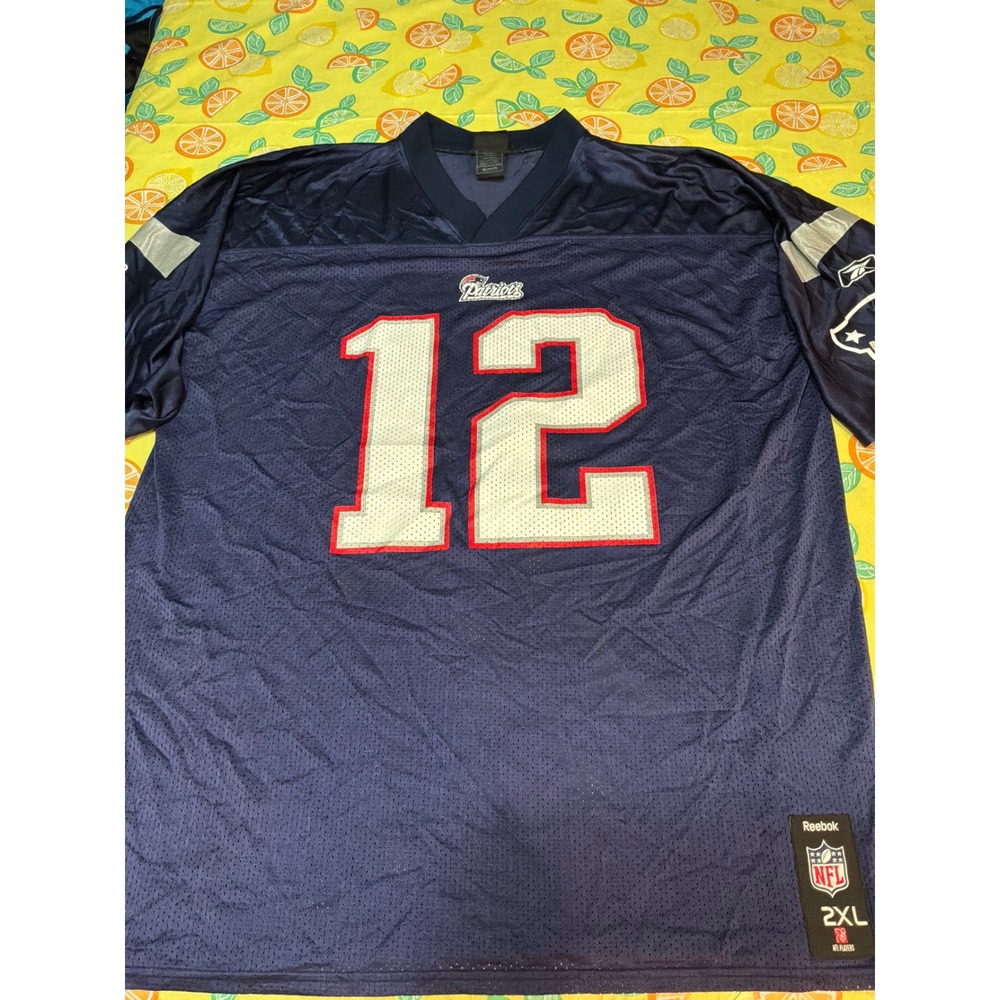 Reebok‎ Tom Brady New England Patriots Jersey Mens 2XL Navy Blue 12
